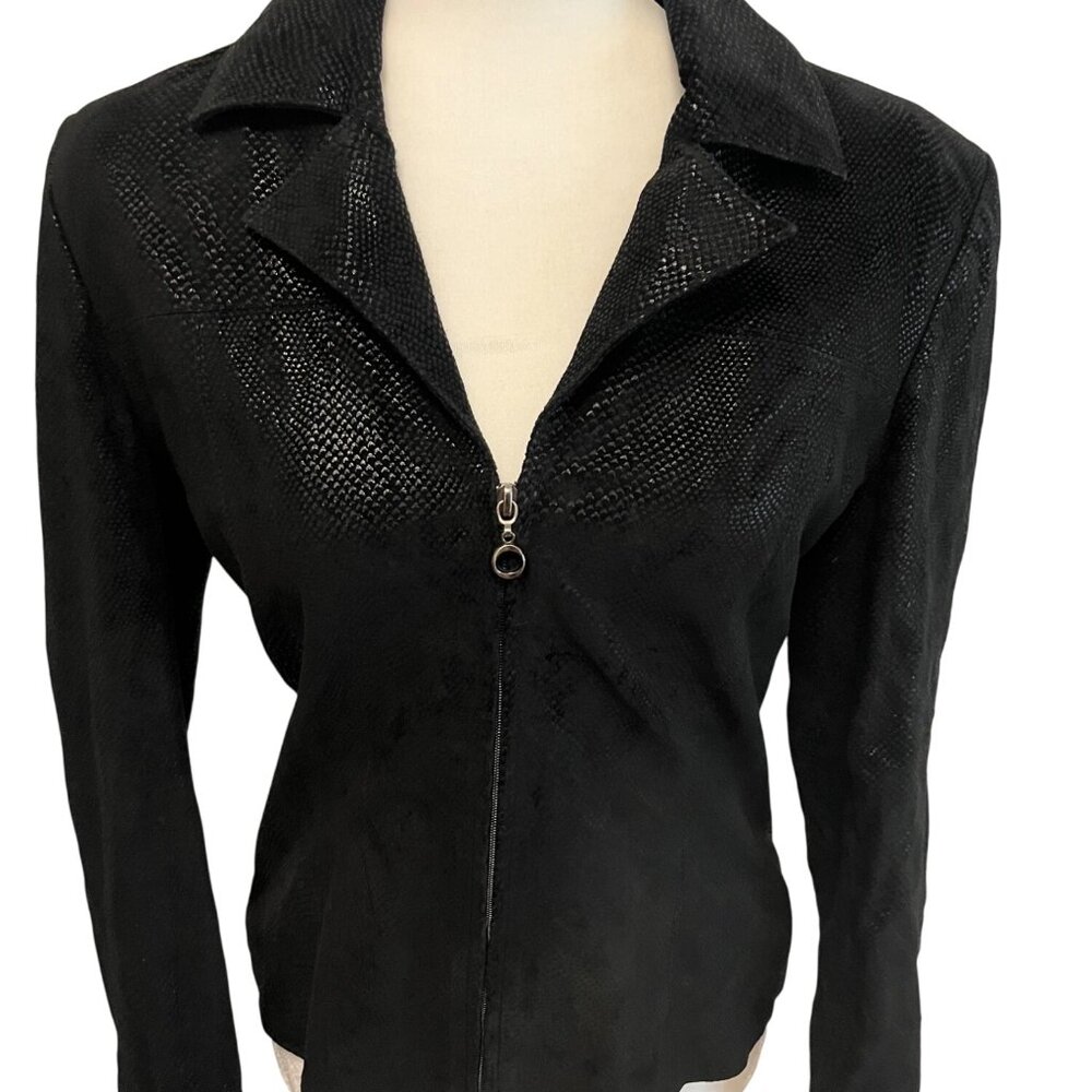 Paolo Santini Black Snake Print Leather jacket Size 8